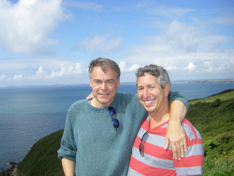 IMGP0920.JPG - Stephen & Jeffrey on the Welsh Coastal Path above Little Haven, 8/17/2009